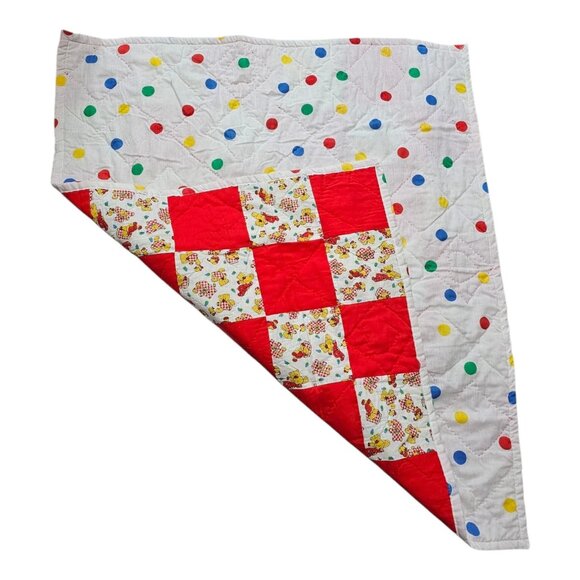 Handmade Childrens Themed Teddy Bears Polka Dot Quilt Multipurpose Blanket - Picture 4 of 9